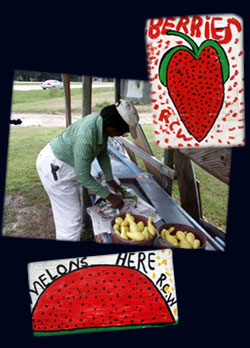 Ruby Williams working at her fruit and vegetable stand